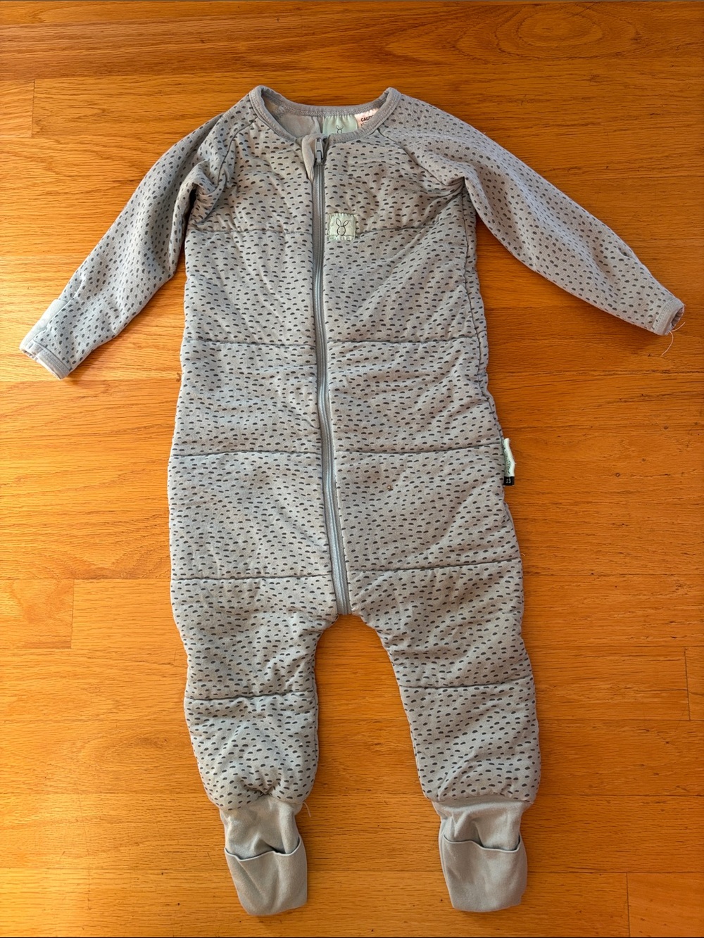 Light Blue Quilted Baby One-Piece Sleeper with Zip Front